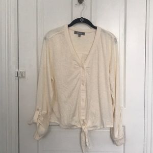 Front knot long sleeve shirt Cream Large